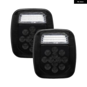 ジープ 39 LED 赤 + 白ダブルカラー テールライト ブレーキリバース ウィンカーライト ラングラー TJ CJ 76-06 - smoked　shell