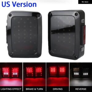 ジープ 1ペア LED テールライト リアブレーキリバース ウィンカーライト ラングラー JK 2007 2017 US/EU バージョン - smoke　lensus　version