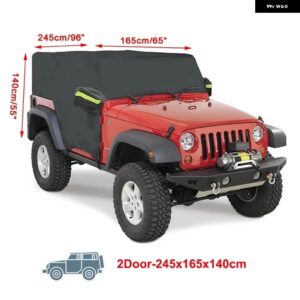 ジープ 屋外太陽防塵雪ルーフハーフカバー ラングラーハードトップ JK JL 2/4 ドア 2007-2021 - black　for　2　doors