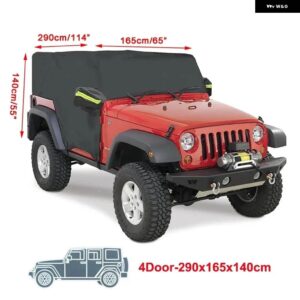 ジープ 屋外太陽防塵雪ルーフハーフカバー ラングラーハードトップ JK JL 2/4 ドア 2007-2021 - black　for　4　doors