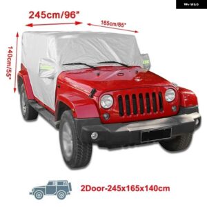 ジープ 屋外太陽防塵雪ルーフハーフカバー ラングラーハードトップ JK JL 2/4 ドア 2007-2021 - silver　for　2　doors