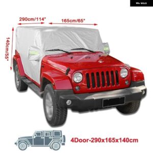 ジープ 屋外太陽防塵雪ルーフハーフカバー ラングラーハードトップ JK JL 2/4 ドア 2007-2021 - silver　for　4　doors