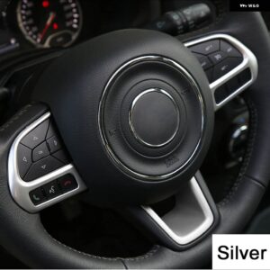 ジープ 3ピース /セット ABS ステアリング ホイール トリム ステッカー レネゲード 2015-2021 車内装飾 コンパス 2017-2020 - silver