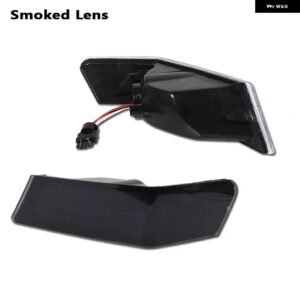 ジープ スイッチバック アンバー シーケンシャル LED フロント バンパー ターン シグナル ライト ホワイト DRL/パーキング ライト アセンブリ 付き パトリオ - smoked　lens