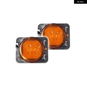 ジープ アンバーイエロー LED 車フロントフェンダー サイドマーカー インジケータライト ラングラー JK JK アンリミテッド 2007-2018 ウィンカーライト - yellow　lens