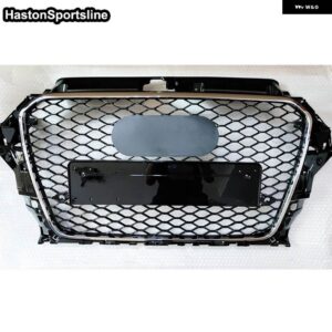 アウディ A3 RS3 レーシンググリル フロントハニカムフード エンジン グリル A3 S3 SLINE 8V 2014-2016 - CHROME FRAME