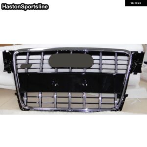 アウディ A4 SLINE レーシンググリル S4 クローム GERY ABS フロントバンパー スポーツフード エンジン ガード 2009-2012 - Chrome Frame black