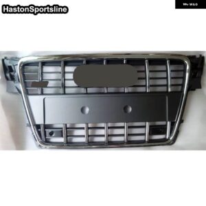 アウディ A4 SLINE レーシンググリル S4 クローム GERY ABS フロントバンパー スポーツフード エンジン ガード 2009-2012 - Chrome Frame Grey