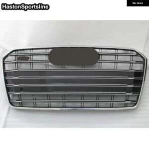 アウディ A7 RS7 レーシンググリル ABS フロントハニカムバンパー メッシュ ガード SLINE S7 2016-2018 - Chrome Black