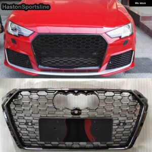 アウディ フロントスポーツハニカムフード レーシンググリル グロスブラック A4 B9 S4 SLINE 2017-2019 アクセサリー非 RS4 - Black Emblem