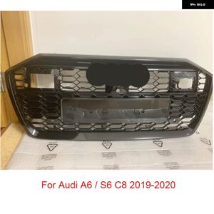 アウディ A6 C8 S6 S ライン レーシンググリル Q ACC フロントバンパー エンジン グリル A6 S6 SLINE 2019-2021 - black have logo