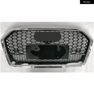アウディ Q5 SQ5 2018-2020 ブラックフロント レーシンググリル スポーツハニカムフード メッシュ ガードクワトロ - Chrome Emblem