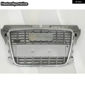 アウディ A3 S3 8P レーシンググリル フロントスポーツフード エンジン ガード ABS グロスブラック 2009-2011 - Grey EMBLEM