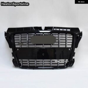 アウディ A3 S3 8P レーシンググリル フロントスポーツフード エンジン ガード ABS グロスブラック 2009-2011 - All Black EMBLEM