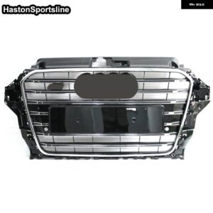 アウディ A3 S3 8V レーシンググリル ブラック ABS フロント エンジン フード メッシュ ガード 2014-2016 - chrome Black EMBLEM