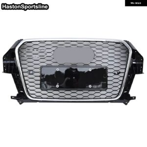 アウディ Q3 RSQ3 フロント レーシンググリル スポーツハニカム エンジン グリル Q3 SQ3 SLINE 2013-2015 - Chrome