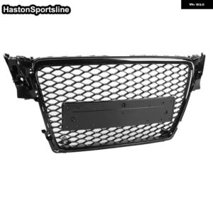 アウディ A4 RS4 レーシンググリル ロゴフロントスポーツハニカムフード グリル A4 S4 SLINE 2008-2012 - all black