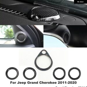 ジープ グランドチェロキー 2011-2018 ABS カーボン/クローム インテリア センターコンソールナビゲーター GPS カバー トリム - horn　frame　5pcs