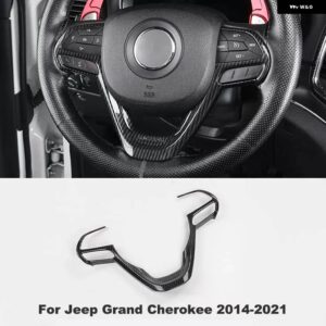 ジープ グランドチェロキー 2011-2018 ABS カーボン/クローム インテリア センターコンソールナビゲーター GPS カバー トリム - steering　wheel
