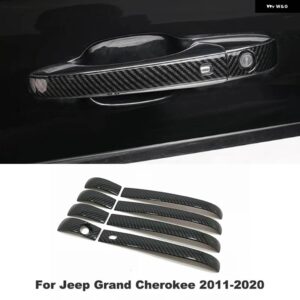 ジープ パトリオット グランドチェロキー 2011-2020 ABS クローム カーボンサイドドアハンドル トリム カバー ステッ 8個 - 1-hole　handle