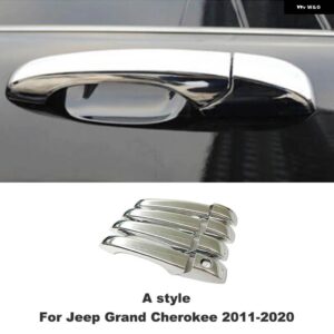 ジープ パトリオット グランドチェロキー 2011-2020 ABS クローム カーボンサイドドアハンドル トリム カバー ステッ 8個 - NO　hole　handle