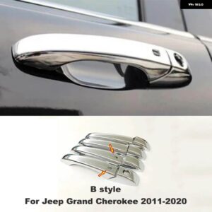 ジープ パトリオット グランドチェロキー 2011-2020 ABS クローム カーボンサイドドアハンドル トリム カバー ステッ 8個 - 2-hole　handle