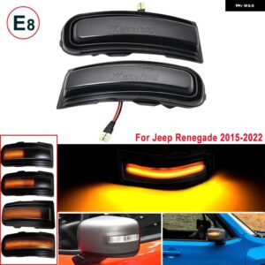 ジープ 2個 ダイナミック LED ウィンカーライト レネゲード 2015-2022 矢印シーケンシャルインジケータ サイドマーカー ミラー ウインカーランプ - dynamic　smoked
