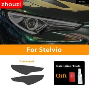 アルファロメオ ジュリア 952 ステルヴィオ 949 ヘッドライト フィルム ヘッドランプ クリア黒 TPU ステッカー 2個 アクセサリー - Stelvio B