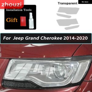 ジープ グランドチェロキー WK2 2014-2020 19 ヘッドライト フィルム スモークブラックティントライトラップ フィルム クリア TPU ステッカー - transparent