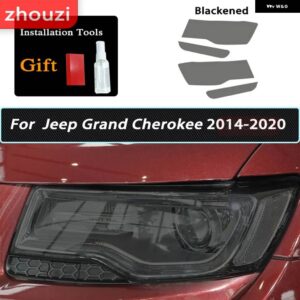 ジープ グランドチェロキー WK2 2014-2020 19 ヘッドライト フィルム スモークブラックティントライトラップ フィルム クリア TPU ステッカー - blackened