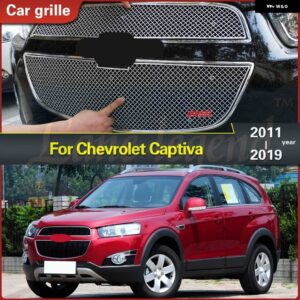 シボレー 2ピース /セットステンレスフロントバンパー レーシンググリル 周囲 トリム カバー キャプティバ 2011-2019 RS グリル - 2011-2014