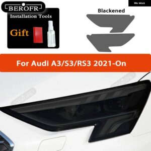 アウディ ヘッドライト フィルムクリアスモークブラック TPU ステッカー A3 S3 RS3 8V 8Y 2021 2022 S ラインスポーツバック 2014-ON - 2021-On B