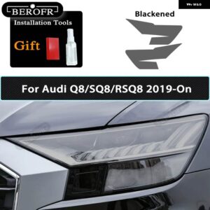 アウディ スモークブラック TPU ステッカー ヘッドライト フィルム A3 8V S3 A4 B8 B9 A5 A6 S6 C8 A7 A8 D4 TT TTS Q3 Q5 Q7 Q8 RSQ8 - Q8 19-On