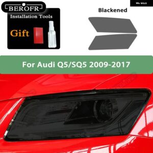 アウディ A3 8V S3 S4 B8 B9 A5 A6 S6 C8 A7 A8 RS4 TT TTS Q3 Q5 Q7 Q8 RSQ8 スモークブラック TPU ステッカー ヘッドライト フィルム - Q5 09-17