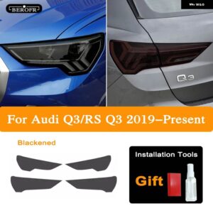 アウディ 2個 Q3 F3 RSQ3 スポーツバック ヘッドライト ティントスモークブラックフィルム テールライト クリア TPU ステッカー - The set B