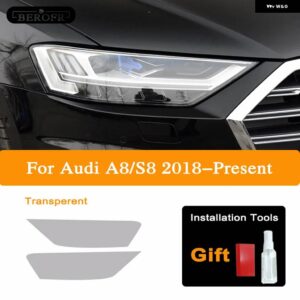 アウディ ヘッドライト フィルムフロントライトクリア A3 8V A4 B8 B9 A5 A6 C8 A7 A8 TT ETRON R8 TPU ステッカー アクセサリー - A8 S8 2018-On