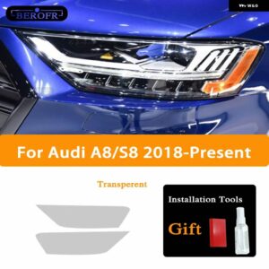 アウディ A8 S8 D4 4H D5 4N 2014-ON 2個 ヘッドライト ティントブラックフィルムクリア TPU ステッカー アクセサリー - 2018-On T