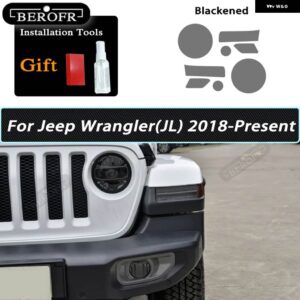 ジープ グランド チェロキー ラングラー コンパス ヘッドライト フィルム フロントライト ティントスモーク ブラッククリア TPU ステッカー 2個 - wrangler　jl　18-on, Smoked　Black