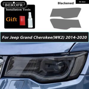 ジープ グランド チェロキー ラングラー コンパス ヘッドライト フィルム フロントライト ティントスモーク ブラッククリア TPU ステッカー 2個 - grand　cherokee　14-2, Smoked　Black