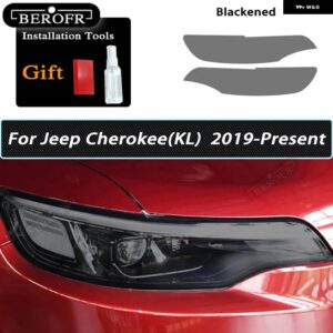 ジープ グランド チェロキー ラングラー コンパス ヘッドライト フィルム フロントライト ティントスモーク ブラッククリア TPU ステッカー 2個 - cherokee　kl　19-on, Smoked　Black