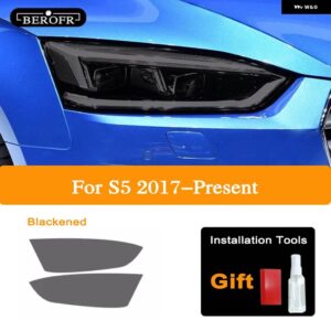 アウディ ヘッドライト ティントブラックフィルムクリア TPU ステッカー A5 8T 8F S5 RS5 2012-ON アクセサリー 2個 - S5 17-On B