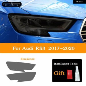 アウディ ヘッドライト ティントスモークブラックフィルム RS3 RS4 RS5 RS6 RS7 8V B8 B9 TTRS フロントライト TPU ステッカー アクセサリー - RS3 2017-2020