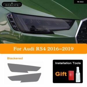 アウディ ヘッドライト ティントスモークブラックフィルム RS3 RS4 RS5 RS6 RS7 8V B8 B9 TTRS フロントライト TPU ステッカー アクセサリー - RS4 2016-2019