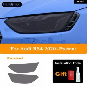 アウディ ヘッドライト ティントスモークブラックフィルム RS3 RS4 RS5 RS6 RS7 8V B8 B9 TTRS フロントライト TPU ステッカー アクセサリー - RS4 2020-On