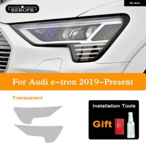 アウディ 2個 ETRON クワトロ 2020 ヘッドライト ティントスモークブラックフィルムクリア TPU ステッカー アクセサリー - Transparent