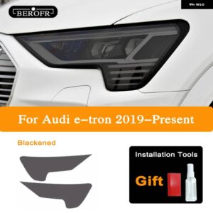 アウディ 2個 ETRON クワトロ 2020 ヘッドライト ティントスモークブラックフィルムクリア TPU ステッカー アクセサリー - Blackened
