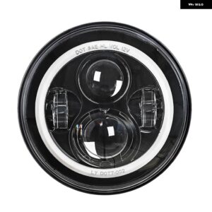 ジープ 7インチ LED ヘッドライト 24V デイタイム ランニングライト オンエンジェルアイ ラングラー LADA NIVA4X4 アクセサリー オフロード - 02　Black 1pcs