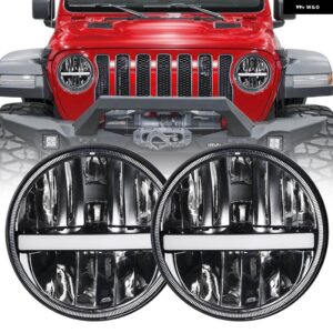 ジープ 7インチ LED ヘッドライト DRL エンジェルアイズ ランニングライト車 12V LADA NIVA 4X4 オフロードカー アクセサリー ラングラー JK TJ - 001　2PCS