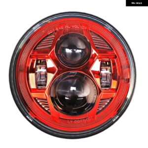 ジープ 7インチインチ H4 LED ヘッドライト ラウンド ハーレー ダビッドソン ファットボーイ バイク 93-08 ドゥカティ モンスター 1000 600 JK TJ LADA 4X4 - Red
