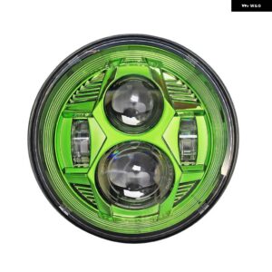 ジープ 7インチインチ H4 LED ヘッドライト ラウンド ハーレー ダビッドソン ファットボーイ バイク 93-08 ドゥカティ モンスター 1000 600 JK TJ LADA 4X4 - Green